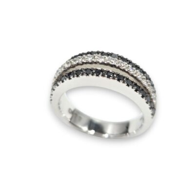 Bague alliance "50 élues" Diamants noirs et blancs - Maison Roure