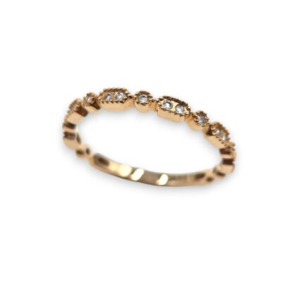 Alliance "50 élues" Or rose et diamants - Retro chic