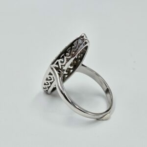 Bague d'occasion - Marquise diamants et saphirs - Or blanc – Image 4