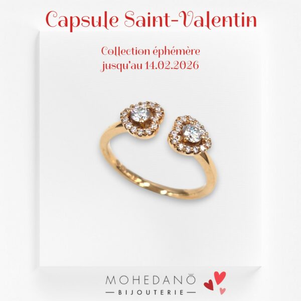 Capsule St Valentin - Bague toi et moi or rose et diamants