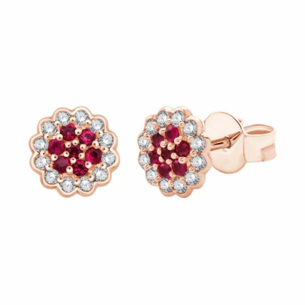 Boucles d'oreilles or rose Rubis et diamants