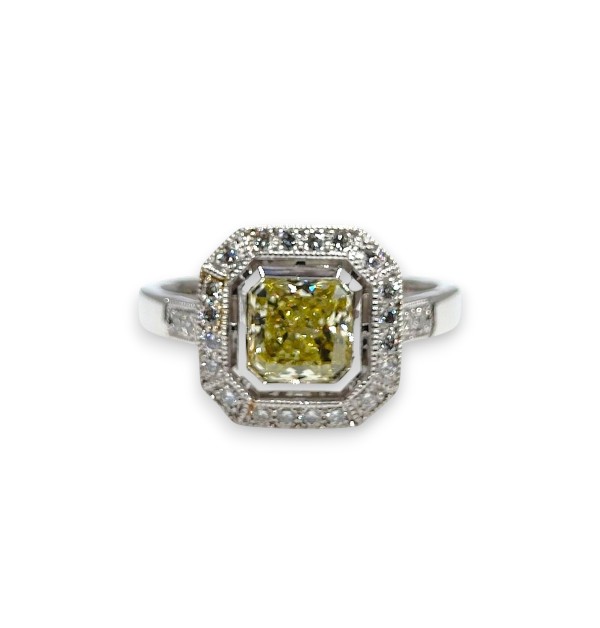 Bague Art déco - Diamant Fancy - Création Mohedano 1.30 carat