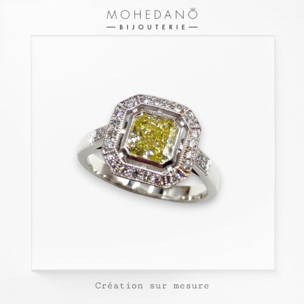 Bague Art déco - Diamant Fancy - Création Mohedano 1.30 carat