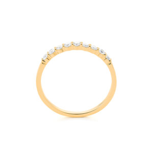 Alliance Or jaune et diamants serti griffes - Ligne Plume – Image 2