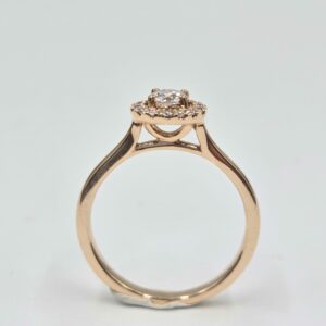 Solitaire Chérie - Or rose et halo de diamants – Image 2