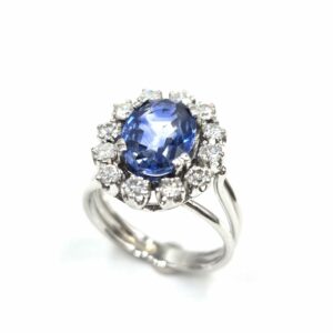 Bague d'occasion Style Marguerite - Saphir et Diamants – Image 4