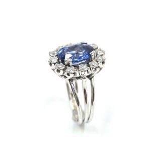 Bague d'occasion Style Marguerite - Saphir et Diamants – Image 3