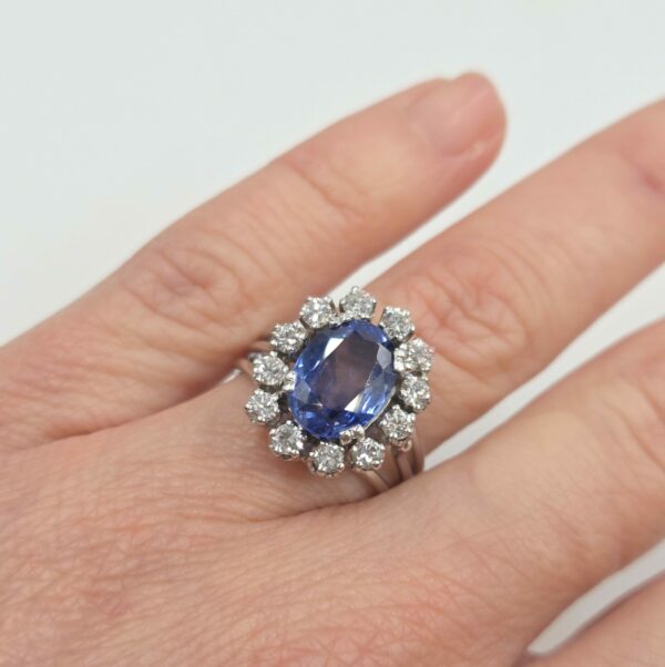 Bague d'occasion Style Marguerite - Saphir et Diamants