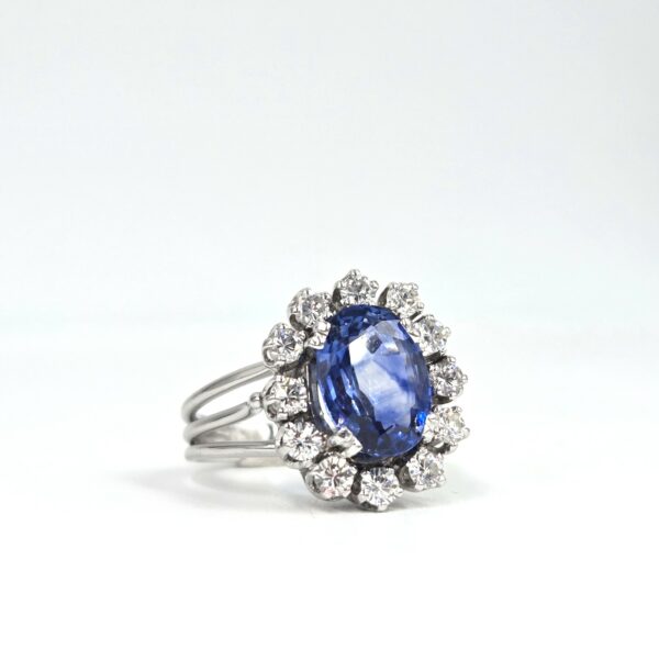 Bague d’occasion Style Marguerite – Saphir et Diamants