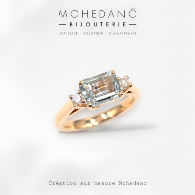 Création Mohedano - Bague saphir Gris et diamants