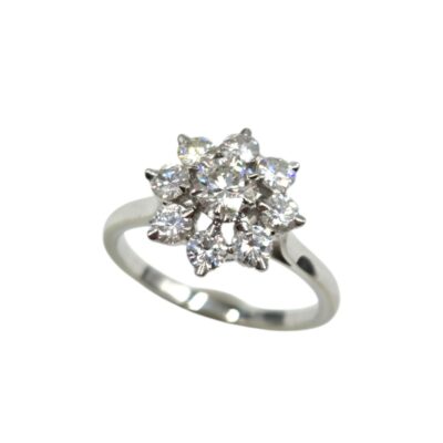 Bague d'occasion en or blanc platine et diamants