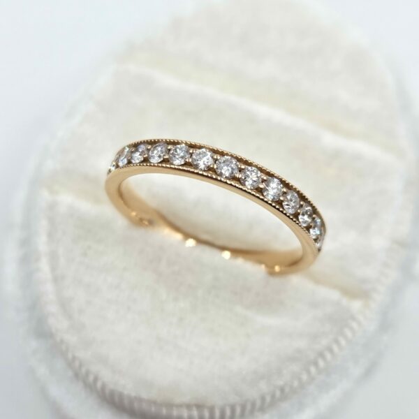 Alliance "50 élues" Or rose et diamants bords perlés