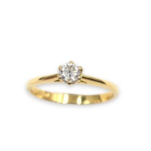 Solitaire 6 griffes en or jaune - Diamant 0,24ct – Image 3