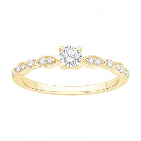 Bague de Fiançailles or jaune - Diamants accompagnés