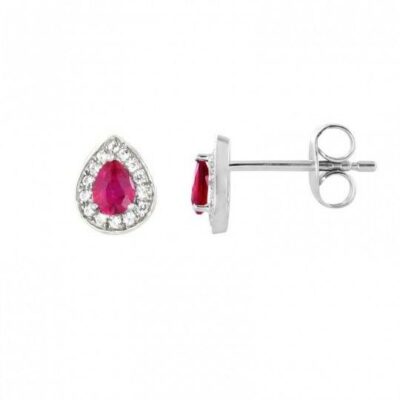 Boucles d'oreilles rubis et diamants