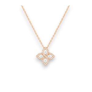 collier trefle diamants sur or rose