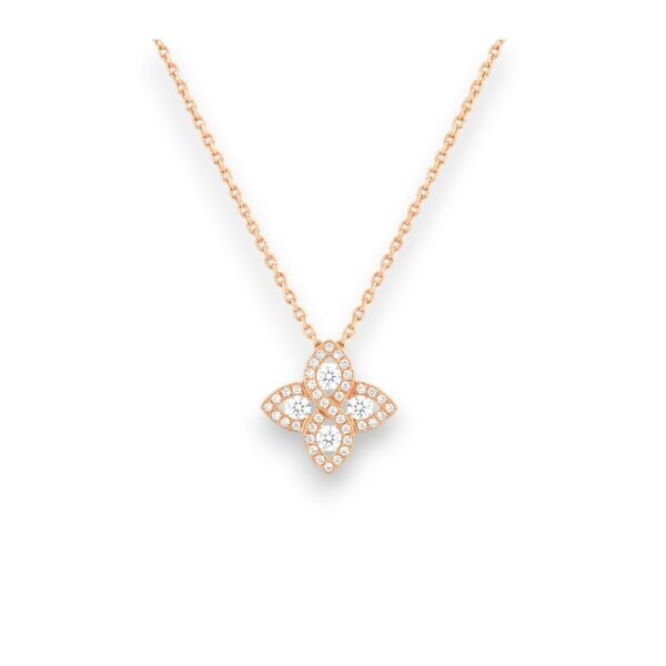 collier trefle diamants sur or rose