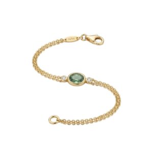 bracelet or jaune saphir vert et diamants