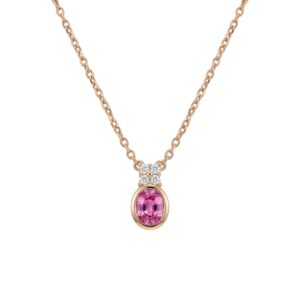 collier or rose saphir et diamants