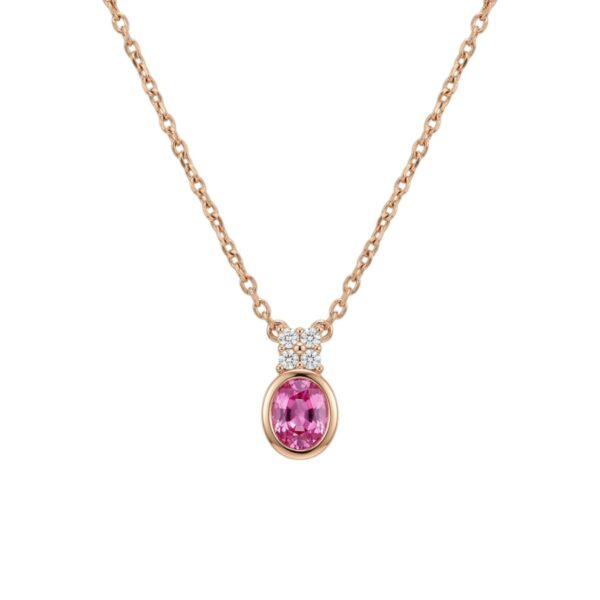 collier or rose saphir et diamants