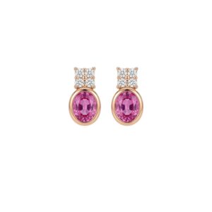boucles d oreilles or rose saphirs rose et diamants