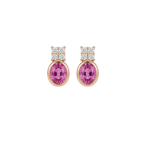 boucles d oreilles or rose saphirs rose et diamants
