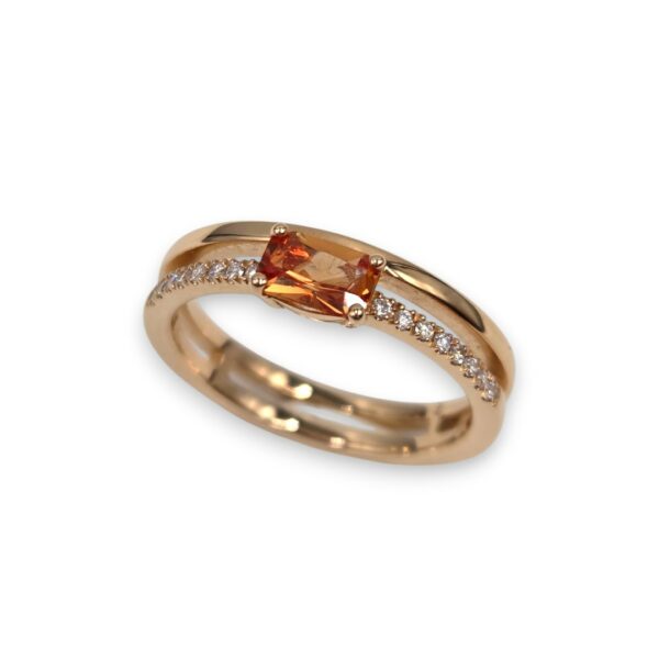bague or rose saphir orange et diamants