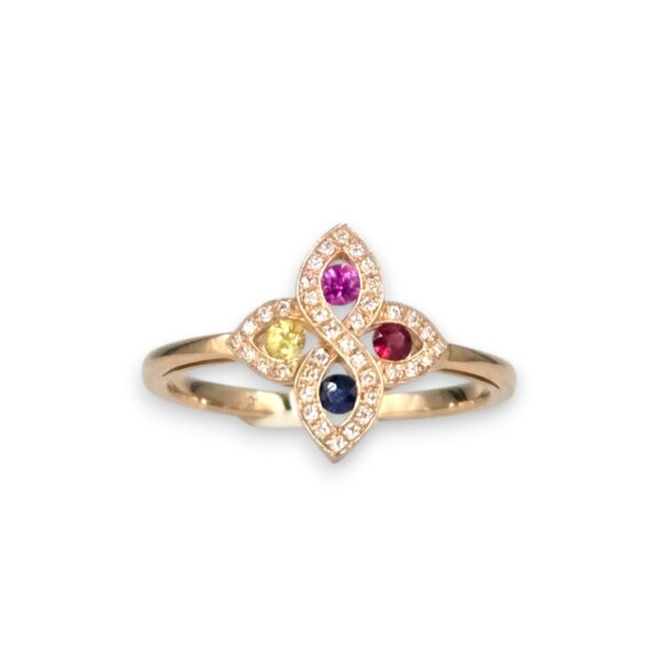 bague trefle saphirs et diamants