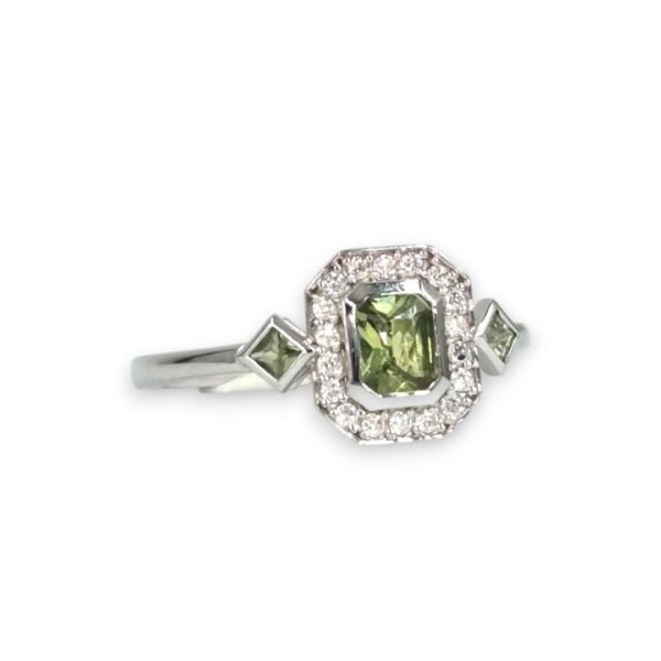 bague art deco saphir vert et diamants