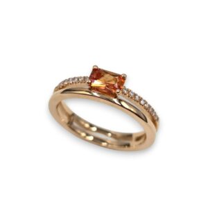 bague or rose saphir orange et diamants