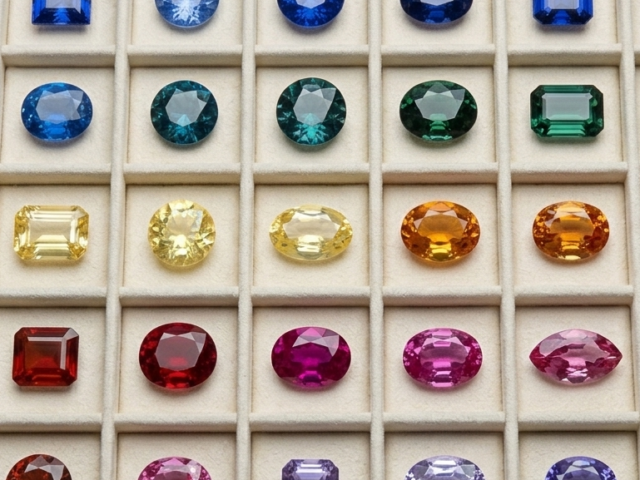 saphirs de couleur pierre sur papier