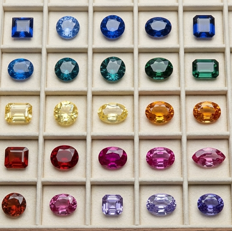 saphirs de couleur pierre sur papier